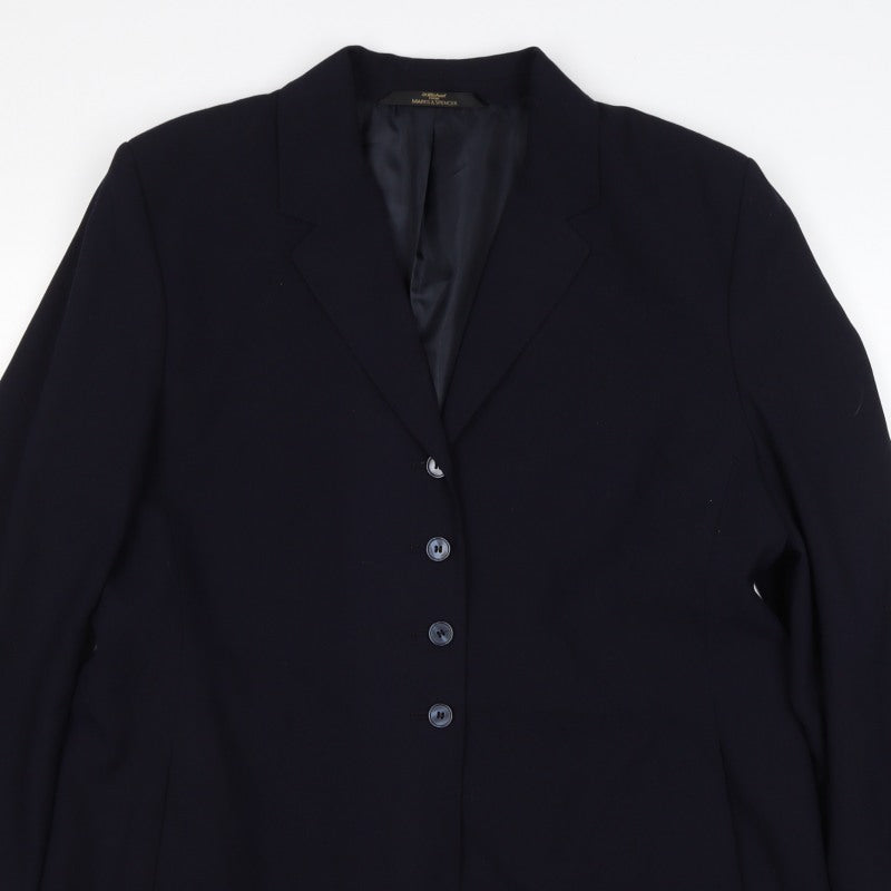 Marks & Spencer Women’s Blue UK 18 Long 4 Button Tailored Blazer
