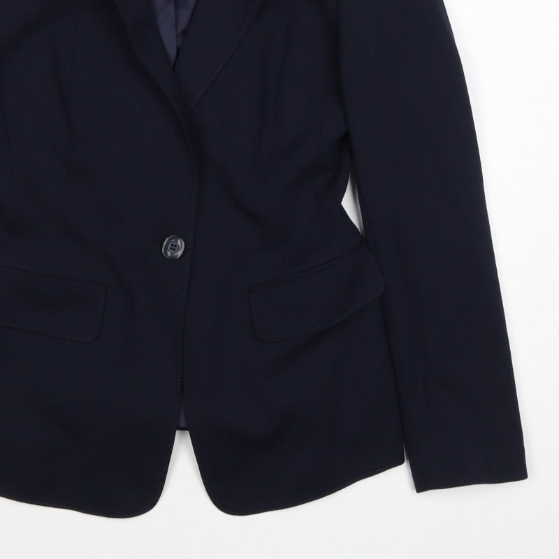 M&S Woman Navy Blue Size 8 Tailored Single-Breasted Blazer Jacket