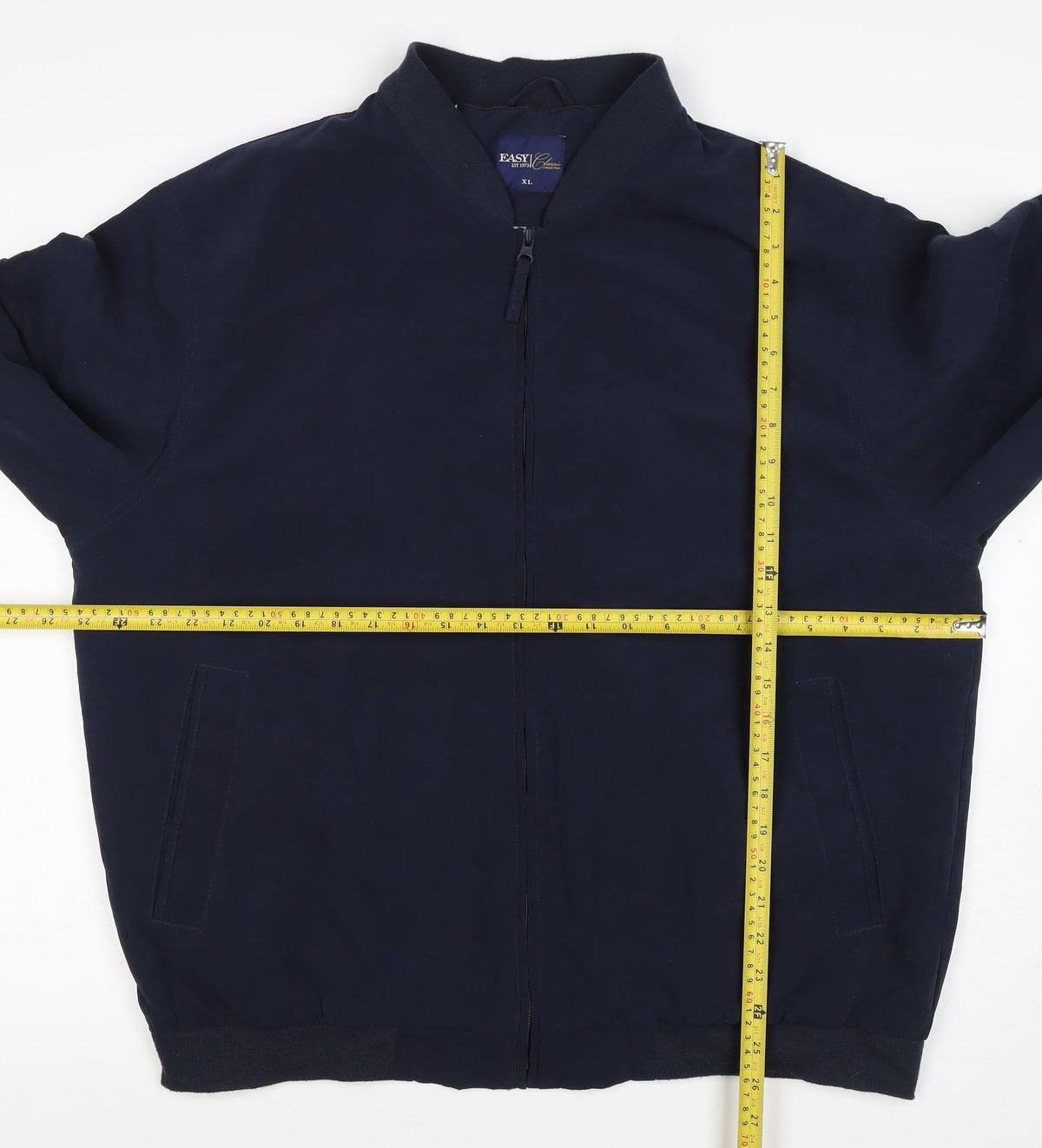 Easy Men's Blue XL Bomber Jacket Full Zip Lined Classic