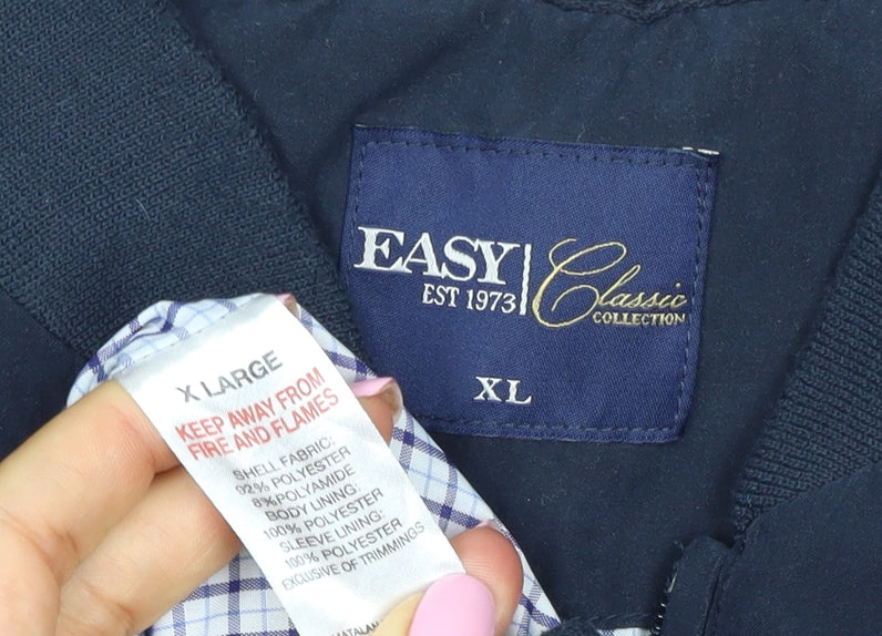 Easy Men's Blue XL Bomber Jacket Full Zip Lined Classic