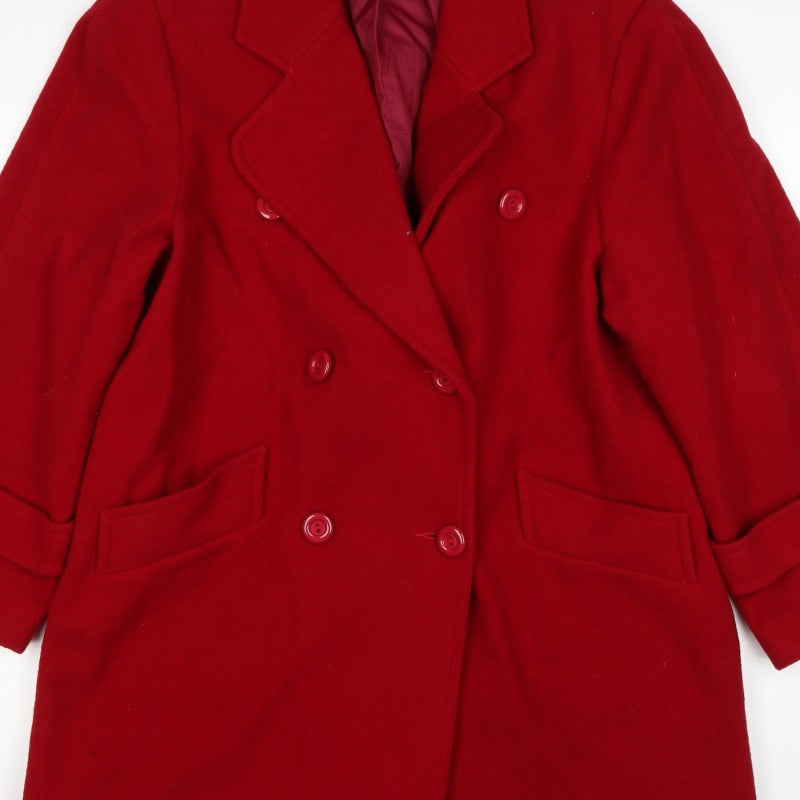 Great Plains Women Red UK 14 Wool Blend Double-Breasted Pea Coat