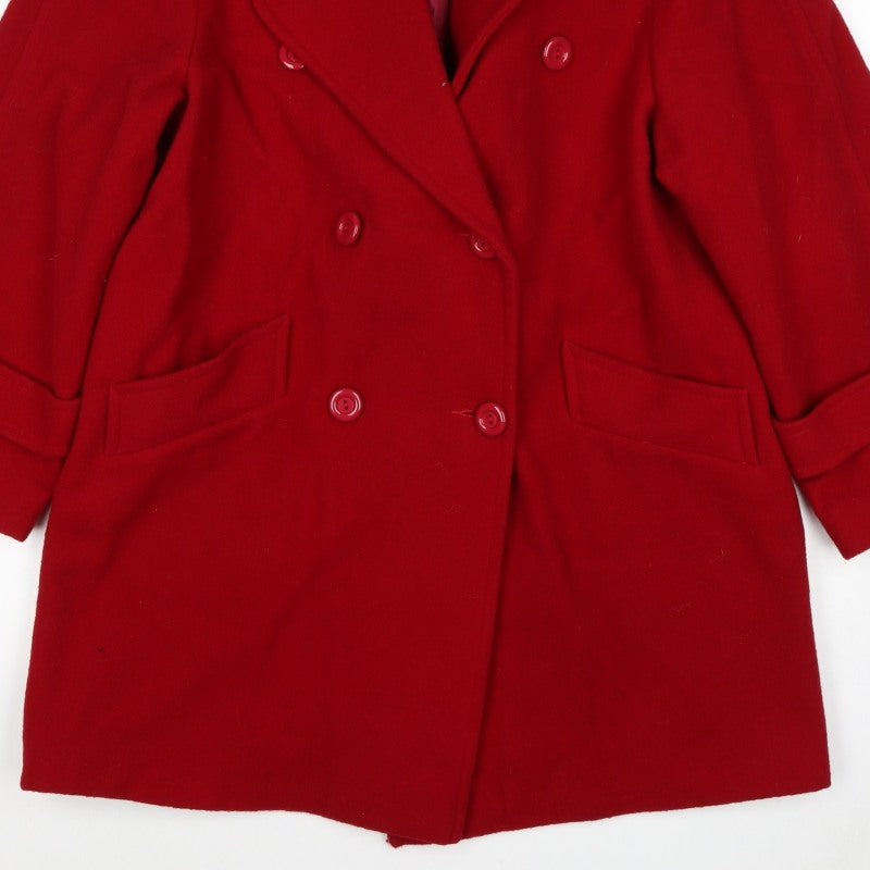Great Plains Women Red UK 14 Wool Blend Double-Breasted Pea Coat