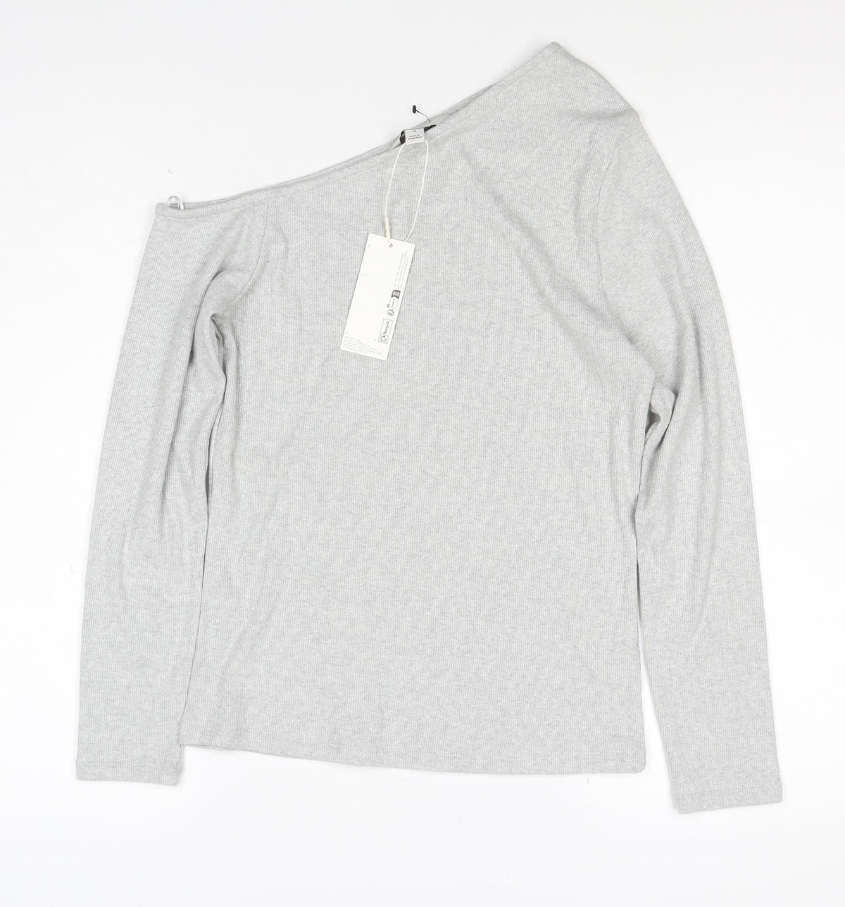 Marks and Spencer Women Silver Size 14 One Shoulder Glitter Jersey Top
