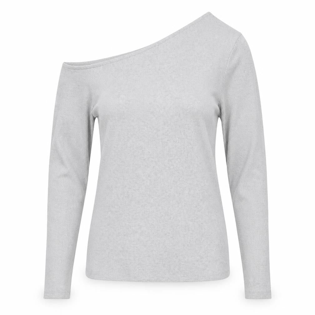 Marks and Spencer Women Silver Size 14 One Shoulder Glitter Jersey Top