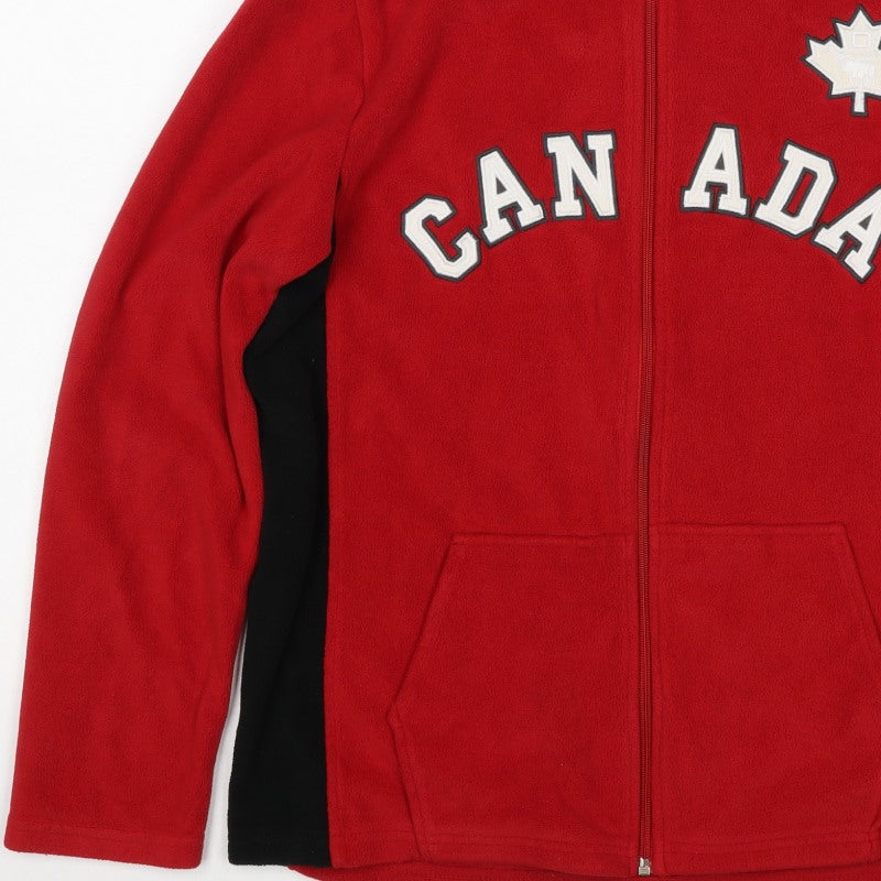 Classic Canada Men’s Red S Fleece Hooded Full Zip Jacket