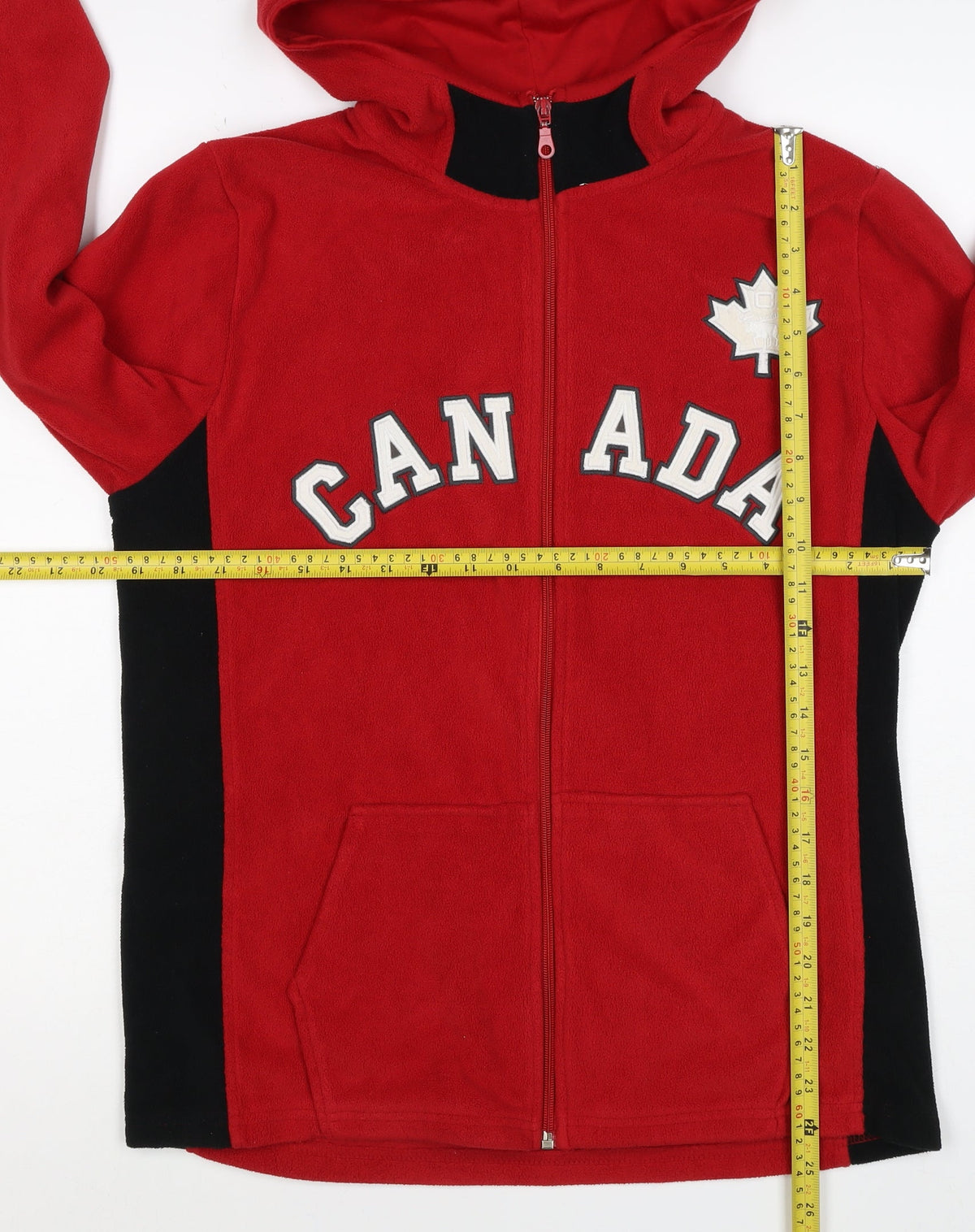 Classic Canada Men’s Red S Fleece Hooded Full Zip Jacket