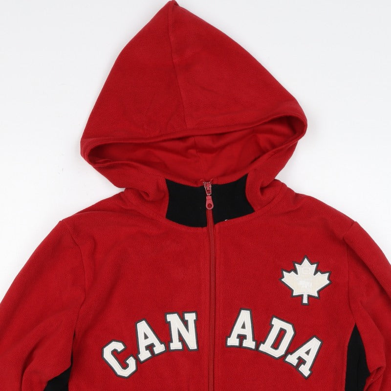 Classic Canada Men’s Red S Fleece Hooded Full Zip Jacket