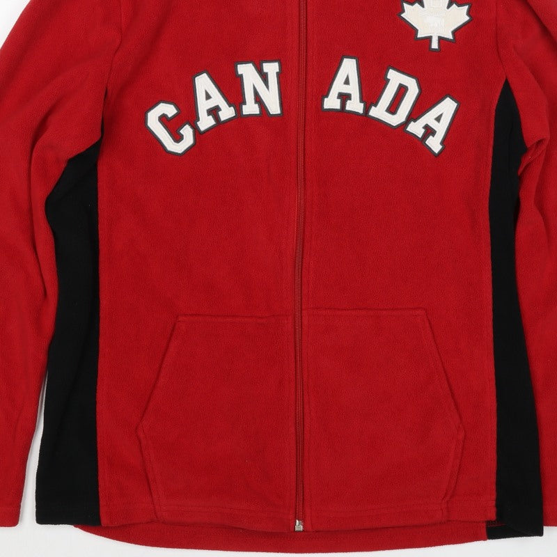 Classic Canada Men’s Red S Fleece Hooded Full Zip Jacket