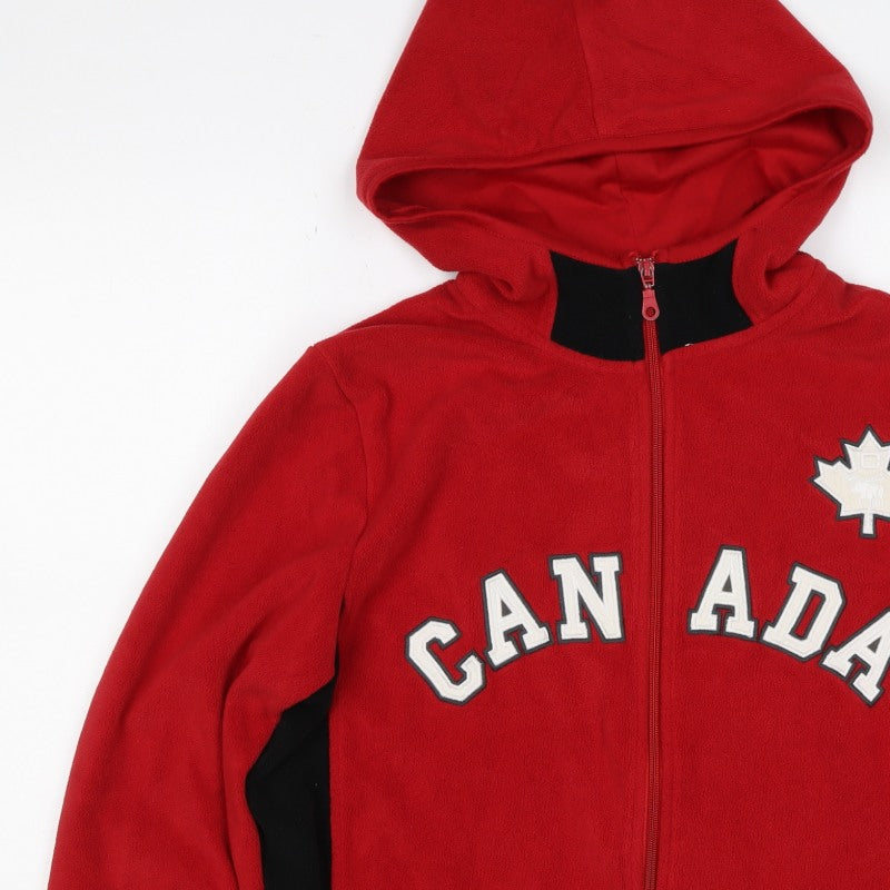 Classic Canada Men’s Red S Fleece Hooded Full Zip Jacket