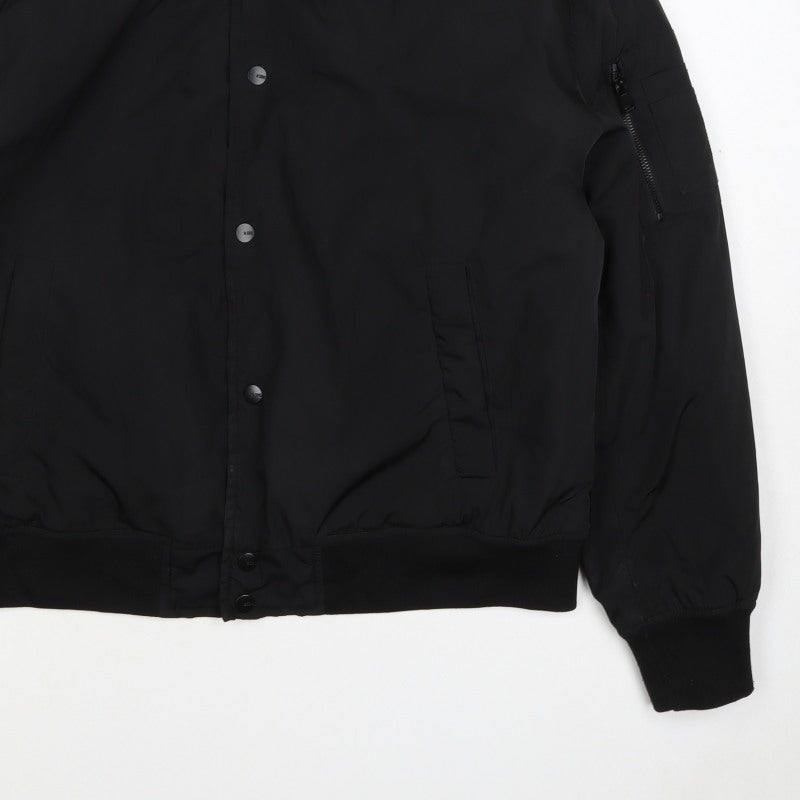 Only & Sons Men’s Black S Bomber Jacket Padded Snap Button