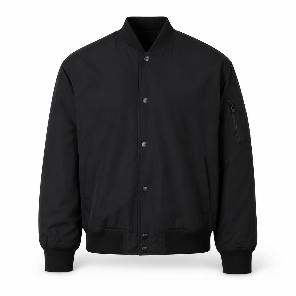 Only & Sons Men’s Black S Bomber Jacket Padded Snap Button