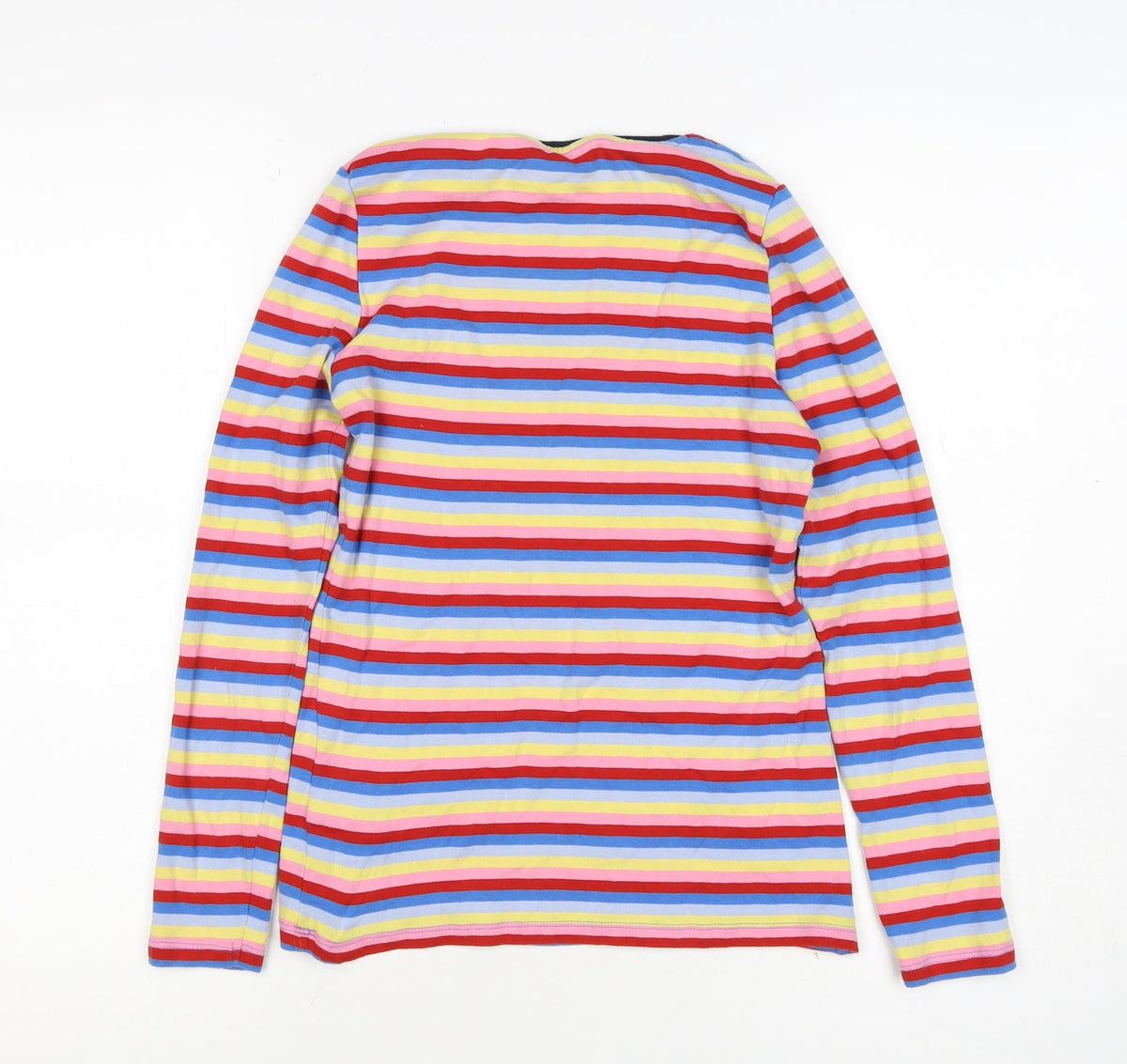 M&S Women’s Multicoloured Stripe Cotton Long Sleeve Basic T-Shirt Size 10