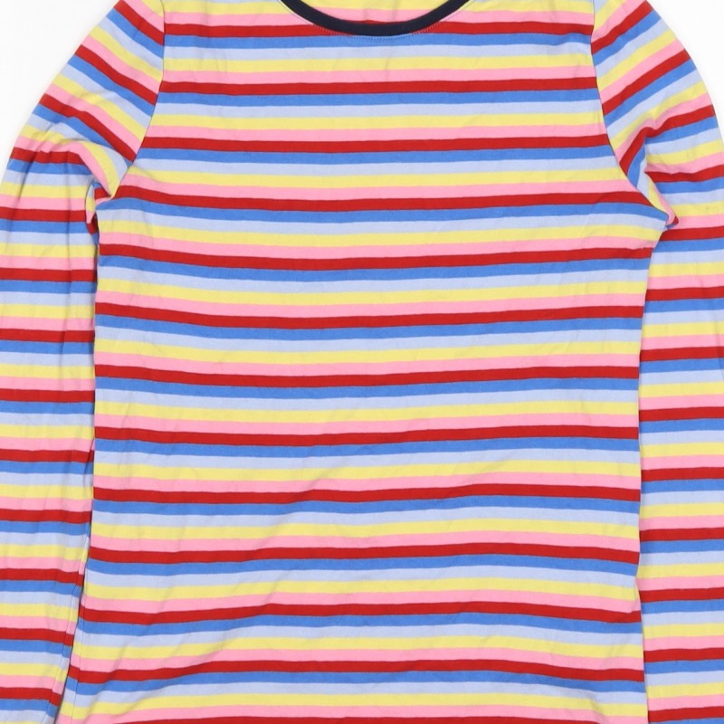M&S Women’s Multicoloured Stripe Cotton Long Sleeve Basic T-Shirt Size 10