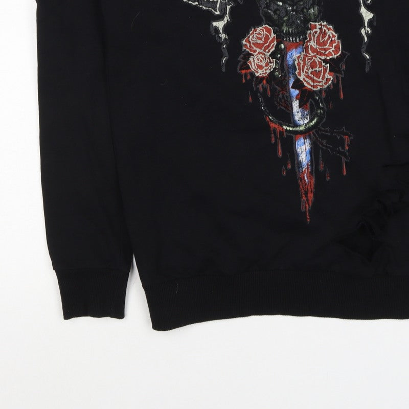 Guns N’ Roses Women’s Black UK 10 Pullover Skull Graphic Sweatshirt