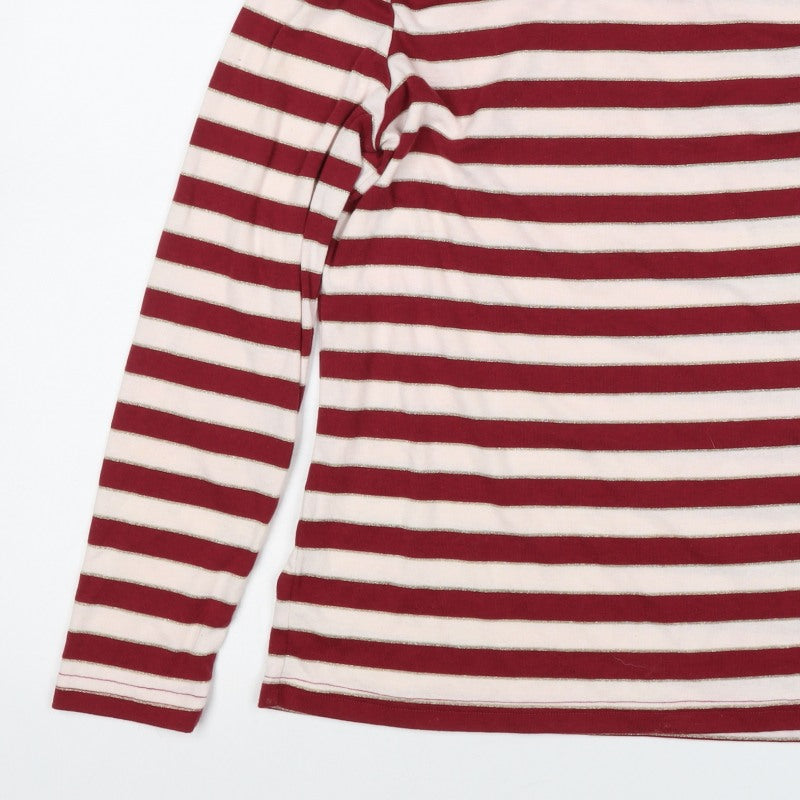 Bonmarche Women Red Stripe Gold Glitter Jersey Long Sleeve Top UK 16