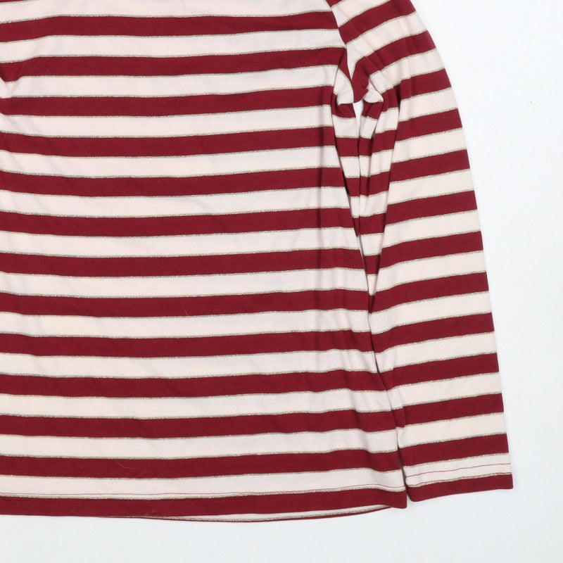 Bonmarche Women Red Stripe Gold Glitter Jersey Long Sleeve Top UK 16