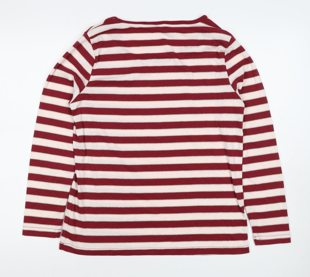 Bonmarche Women Red Stripe Gold Glitter Jersey Long Sleeve Top UK 16