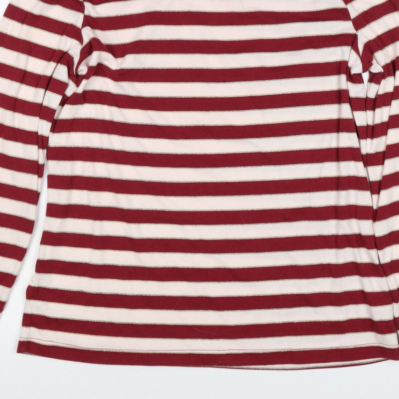 Bonmarche Women Red Stripe Gold Glitter Jersey Long Sleeve Top UK 16