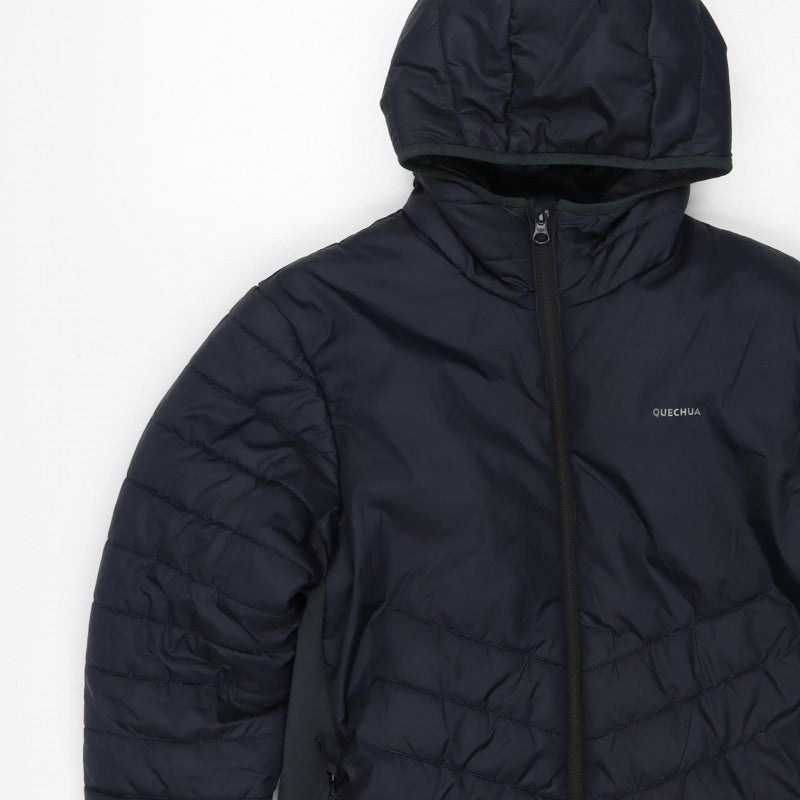 Quechua Boys Navy 14-15 Years Hooded Puffer Hiking Jacket