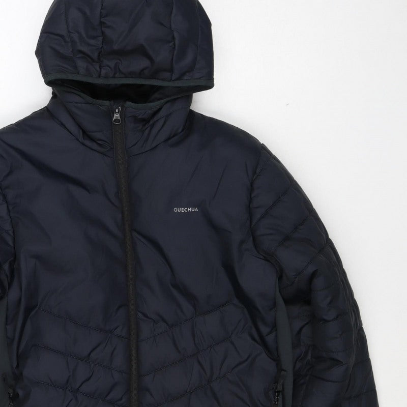 Quechua Boys Navy 14-15 Years Hooded Puffer Hiking Jacket