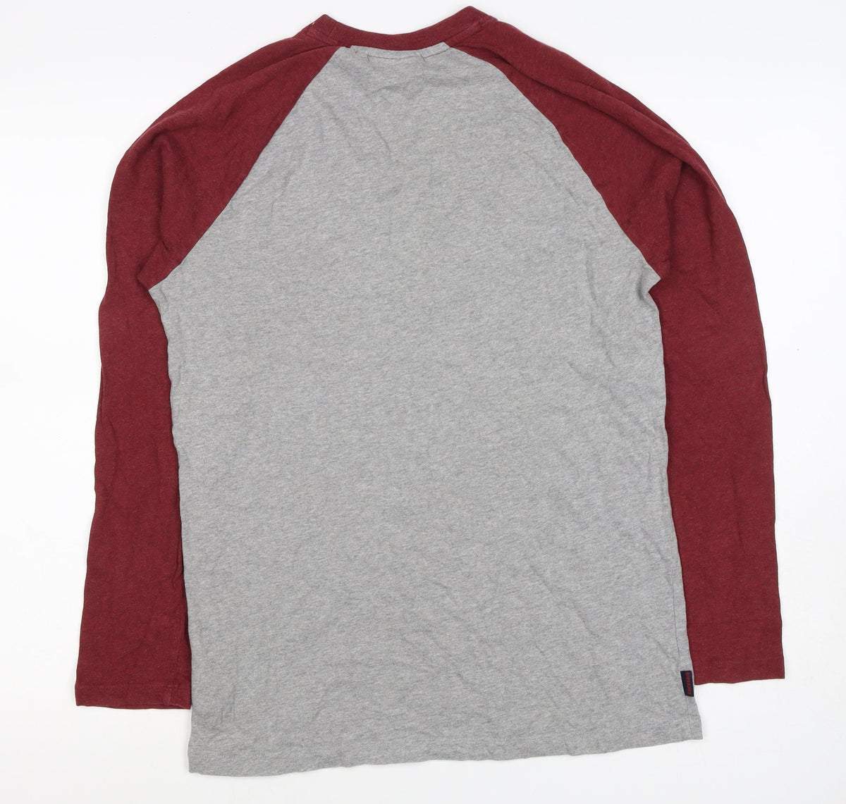 Superdry Men Grey Red S Long Sleeve Colourblock Athletic T-Shirt