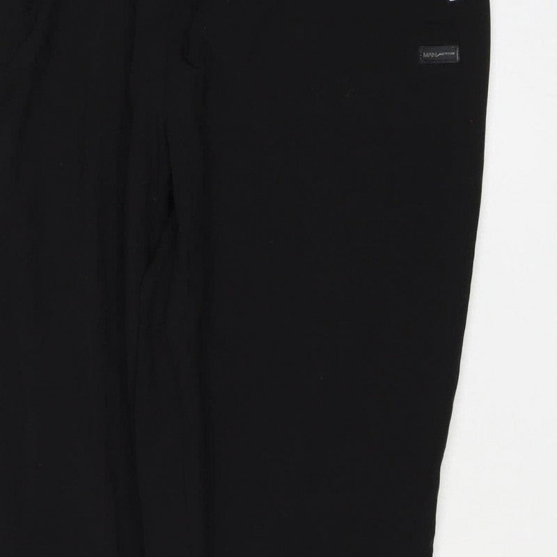 MAN Active Men’s Black L Track Pants Reflective Zip Pockets