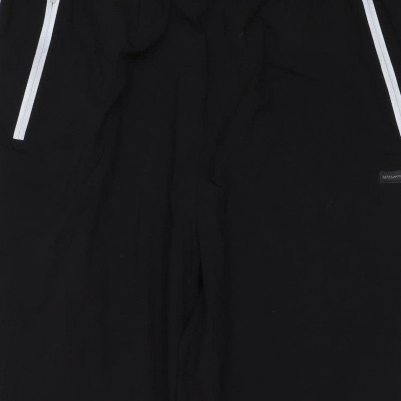 MAN Active Men’s Black L Track Pants Reflective Zip Pockets