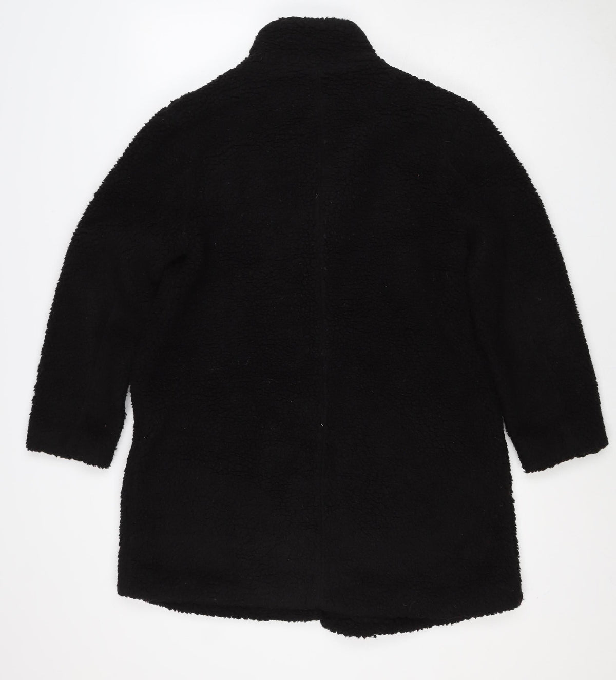 M Women’s Black Teddy Fleece Button Jacket UK 8 Relaxed Fit