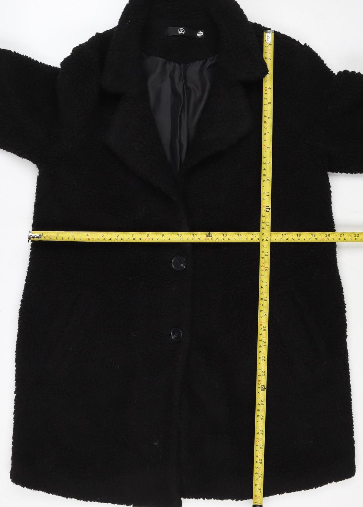 M Women’s Black Teddy Fleece Button Jacket UK 8 Relaxed Fit
