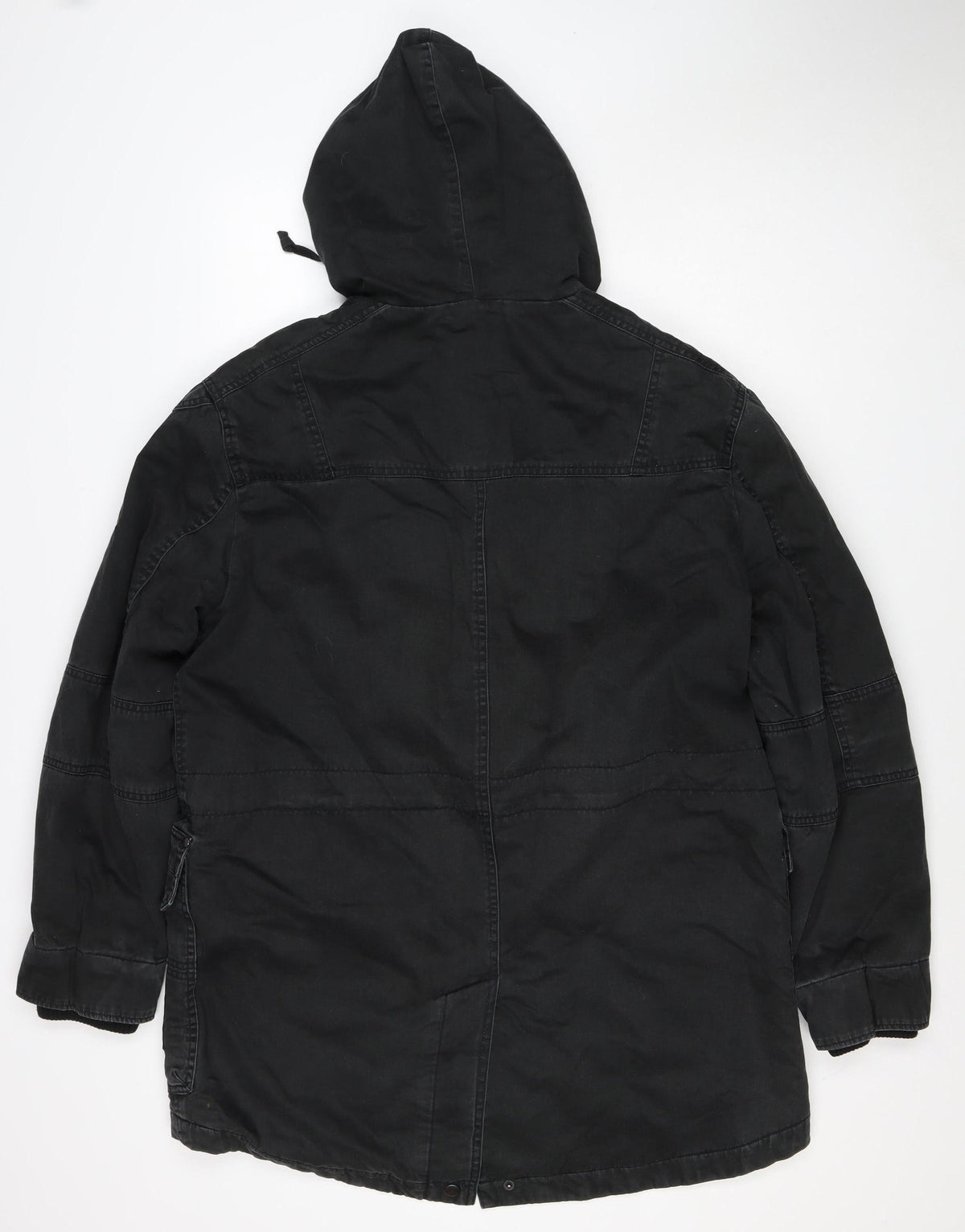 Textile Size Men's Black M Hooded Cotton Parka Jacket