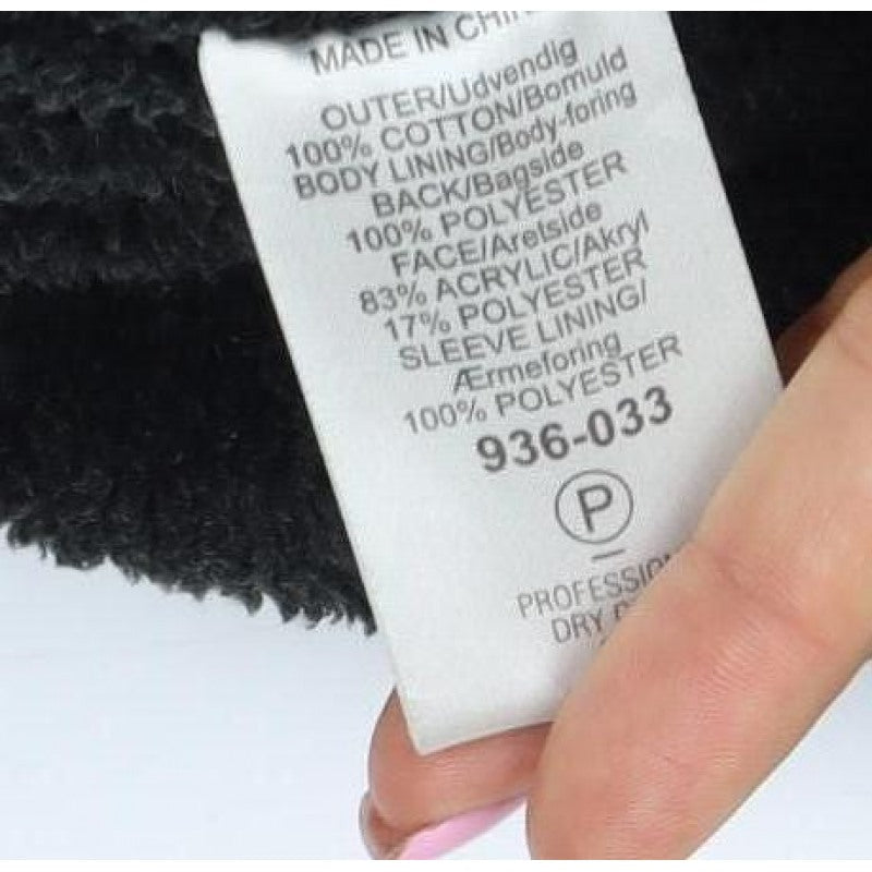 Textile Size Men's Black M Hooded Cotton Parka Jacket