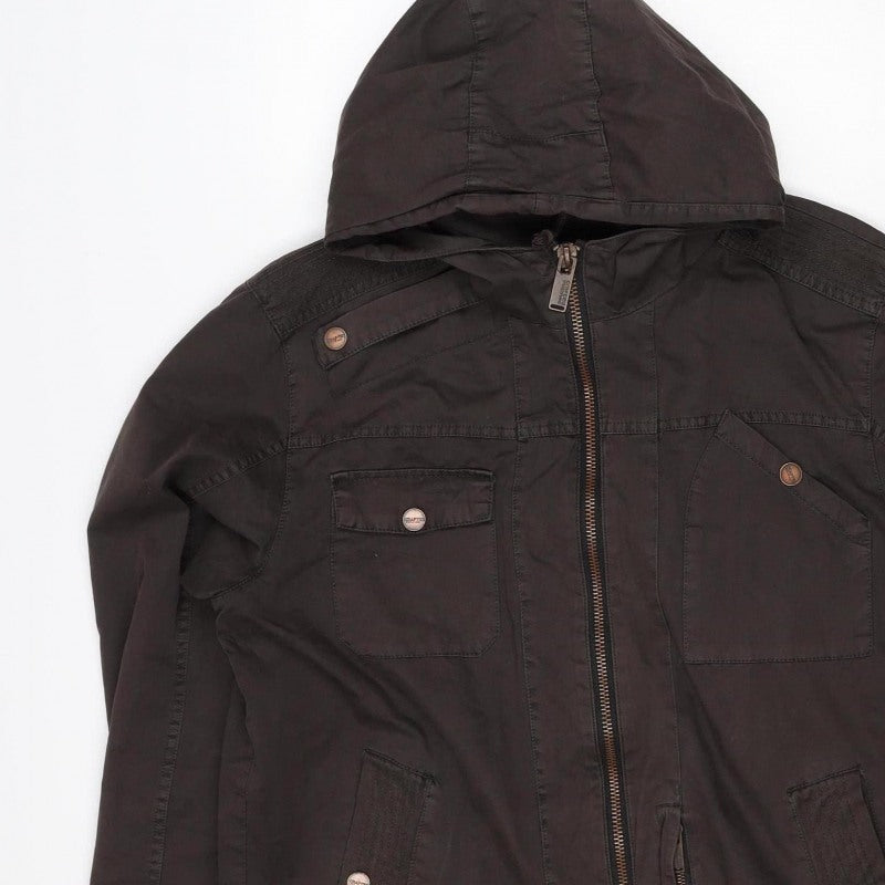 Cragged Men’s Brown M Hooded Cotton Parka Jacket Full Zip