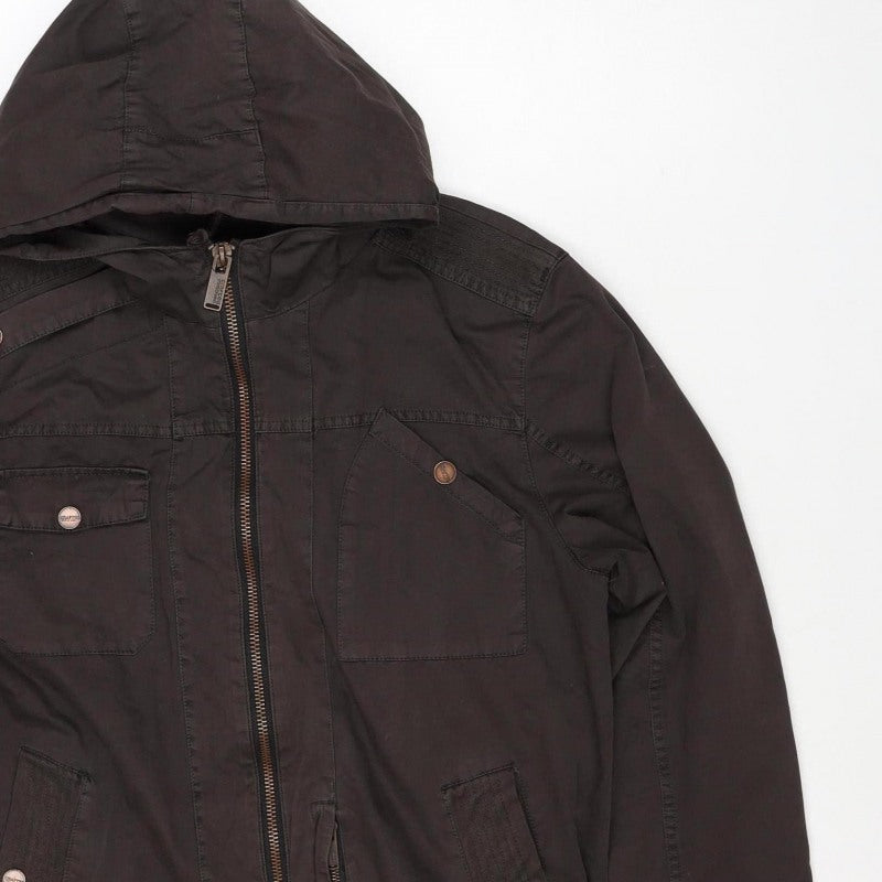 Cragged Men’s Brown M Hooded Cotton Parka Jacket Full Zip
