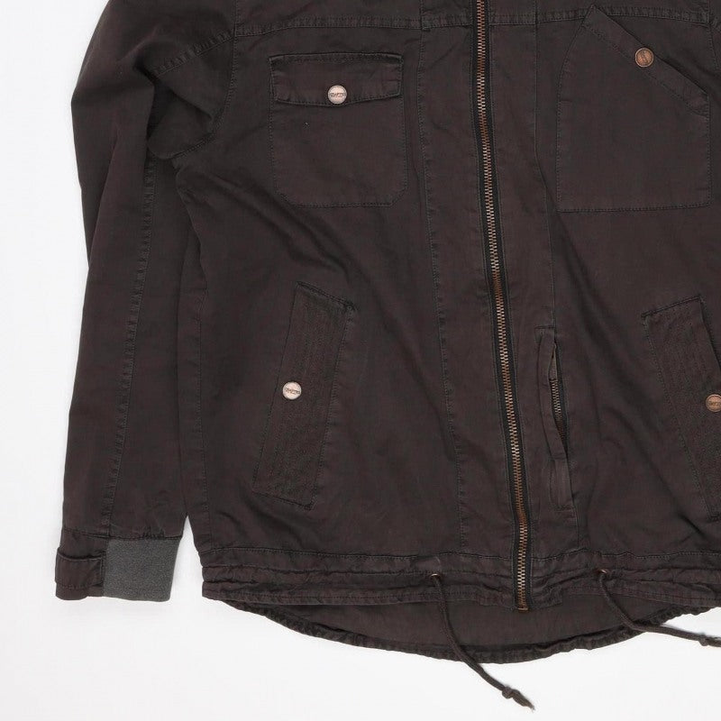 Cragged Men’s Brown M Hooded Cotton Parka Jacket Full Zip