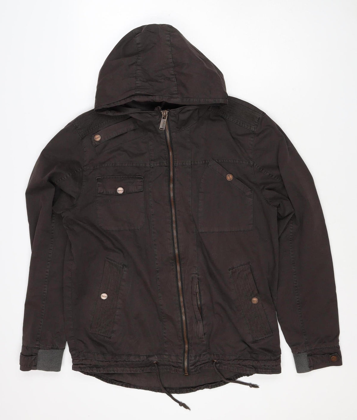 Cragged Men’s Brown M Hooded Cotton Parka Jacket Full Zip
