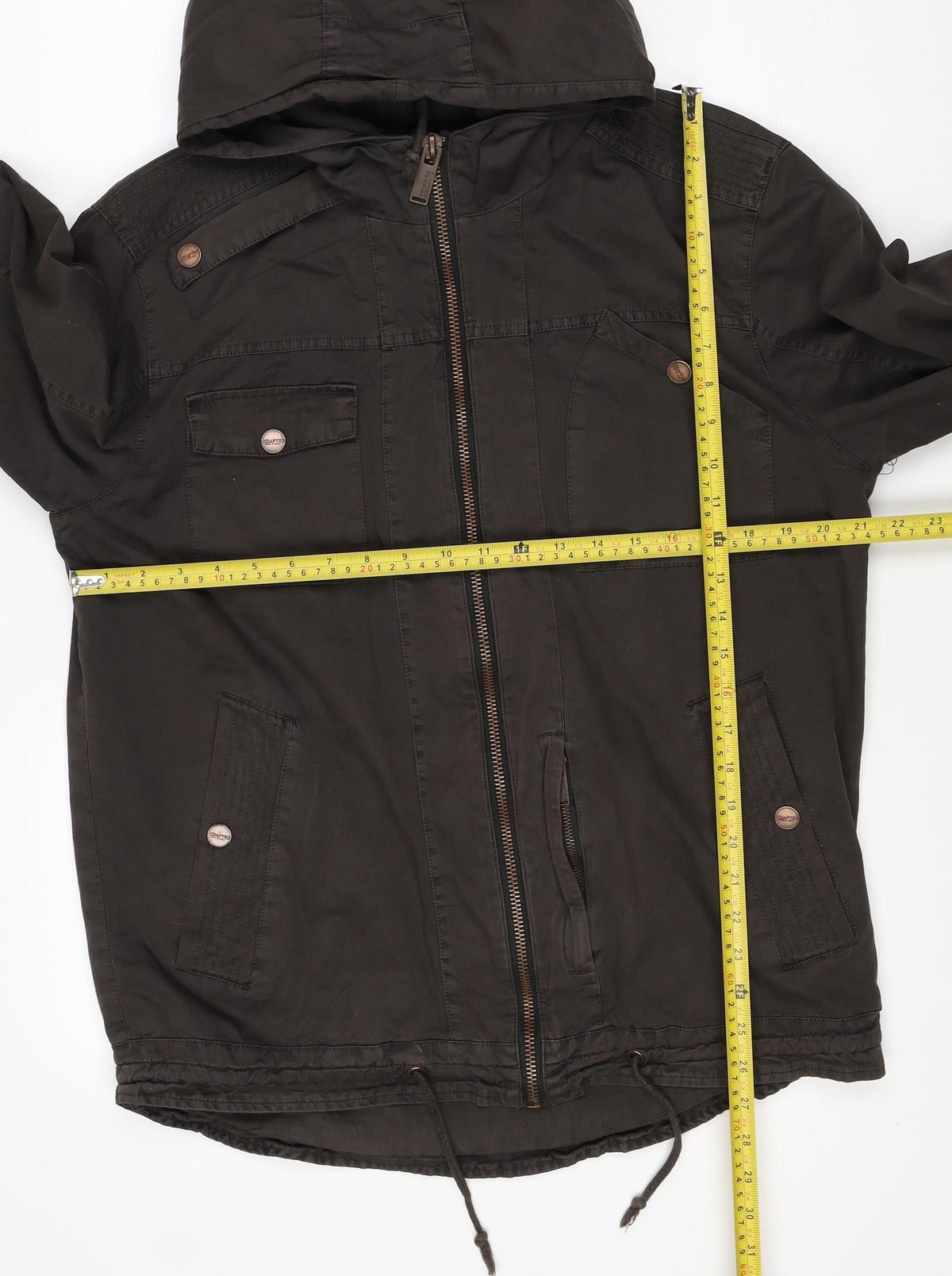 Cragged Men’s Brown M Hooded Cotton Parka Jacket Full Zip