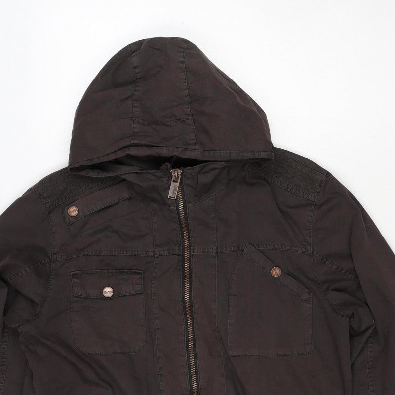 Cragged Men’s Brown M Hooded Cotton Parka Jacket Full Zip