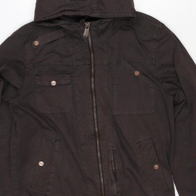 Cragged Men’s Brown M Hooded Cotton Parka Jacket Full Zip