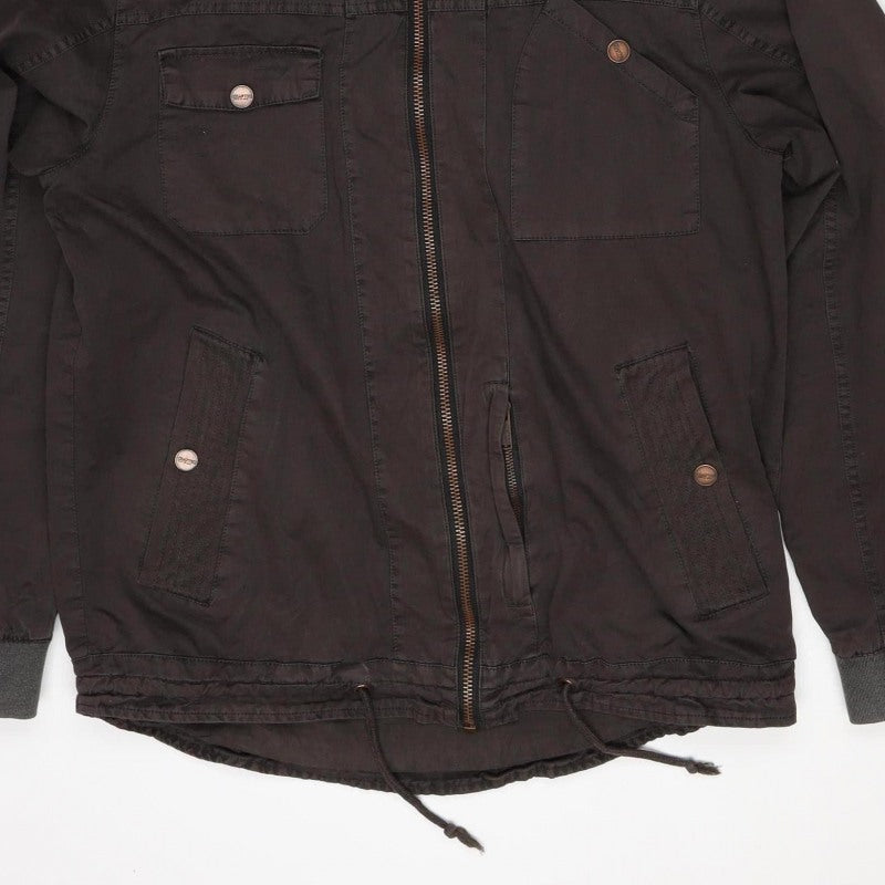 Cragged Men’s Brown M Hooded Cotton Parka Jacket Full Zip