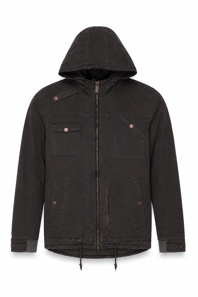 Cragged Men’s Brown M Hooded Cotton Parka Jacket Full Zip