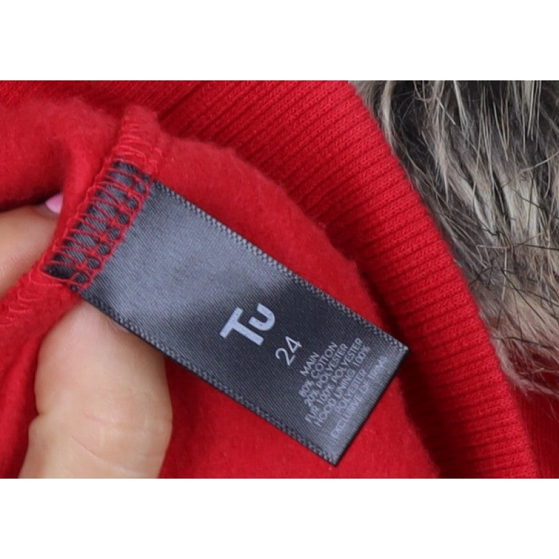 TU Women’s Red Size 24 Alpine Resort Full Zip Fur Trim Hoodie