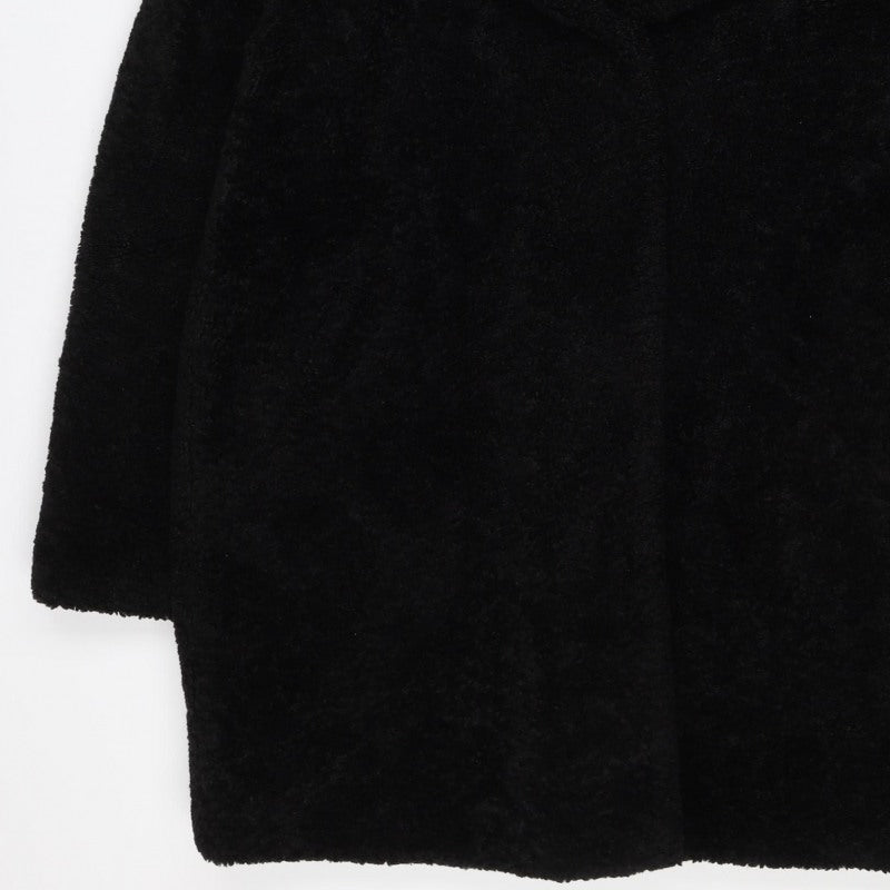 New Look Women Black Teddy Borg Coat UK 14 Mid-Length Lined
