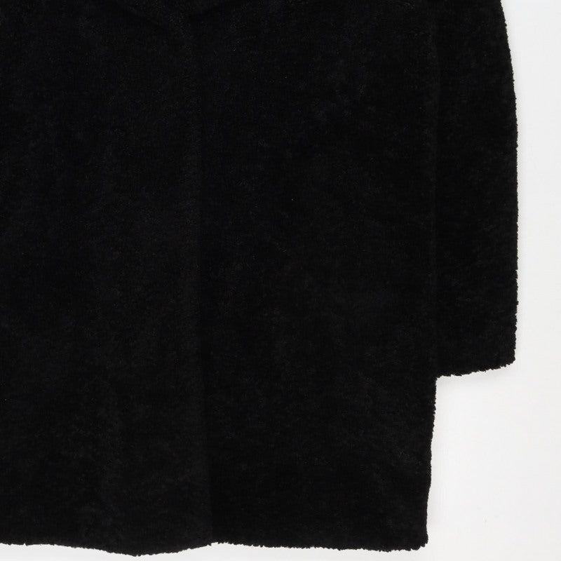New Look Women Black Teddy Borg Coat UK 14 Mid-Length Lined