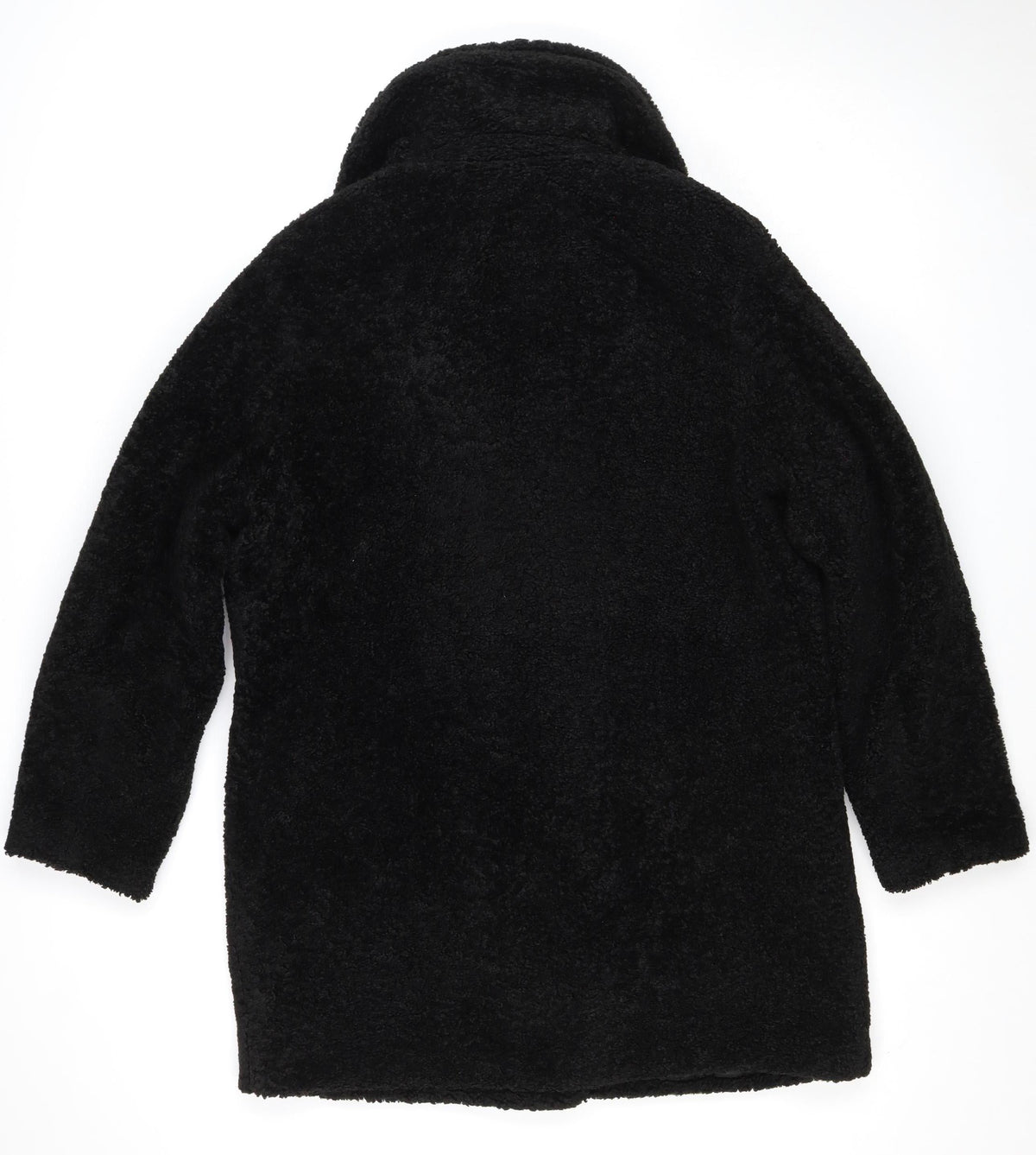 New Look Women Black Teddy Borg Coat UK 14 Mid-Length Lined