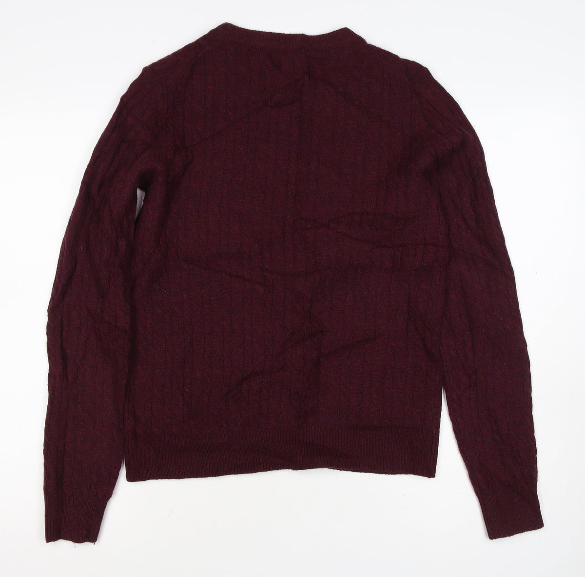 Jack Wills Women’s Red UK 12 Merino Wool Cable Knit Crew Neck Jumper