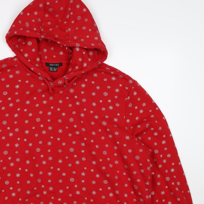 Esmara Women Red Snowflake Christmas Hoodie UK 18 Pullover