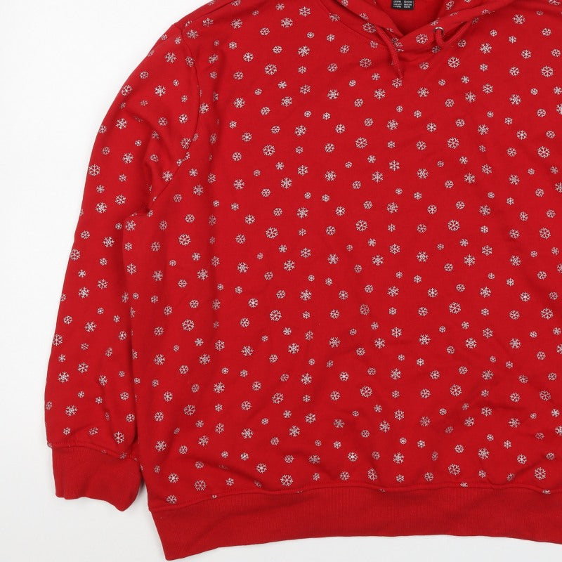 Esmara Women Red Snowflake Christmas Hoodie UK 18 Pullover