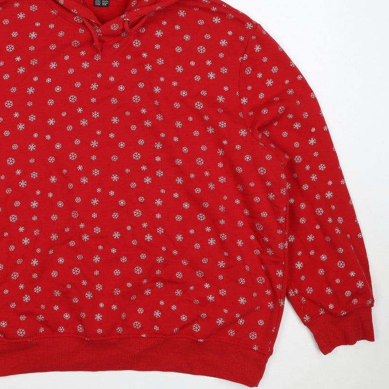 Esmara Women Red Snowflake Christmas Hoodie UK 18 Pullover