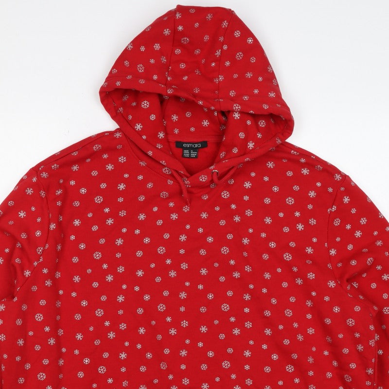 Esmara Women Red Snowflake Christmas Hoodie UK 18 Pullover