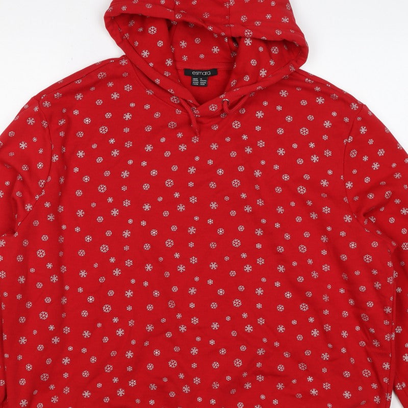 Esmara Women Red Snowflake Christmas Hoodie UK 18 Pullover